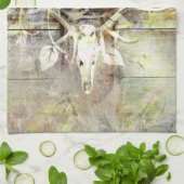 素朴な花の木製の穀物の雄鹿のスカルの(雄ジカの)枝角 キッチンタオル (折り畳み)