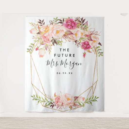 素朴な花の未来のミセス ブライダルシャワー 背景 タペストリー (正面)
