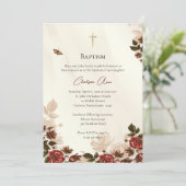 素朴な花の正教会 洗礼 招待状 (スタンド正面)