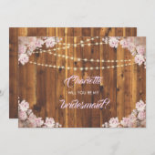 素朴な花の照明ストリングス ウッド 仲人 カード (正面/裏面)