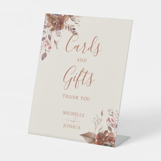 素朴な花の秋のカードとギフト 台座サイン (正面)