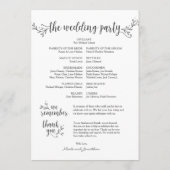 素朴な花の結婚式のプログラム・カード5x7のデザイン プログラム (裏面)