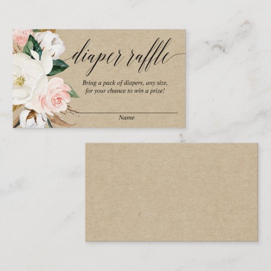 素朴な花の赤面のマグノリアのおむつのラッフルカード エンクロージャーカード (正面/裏面)