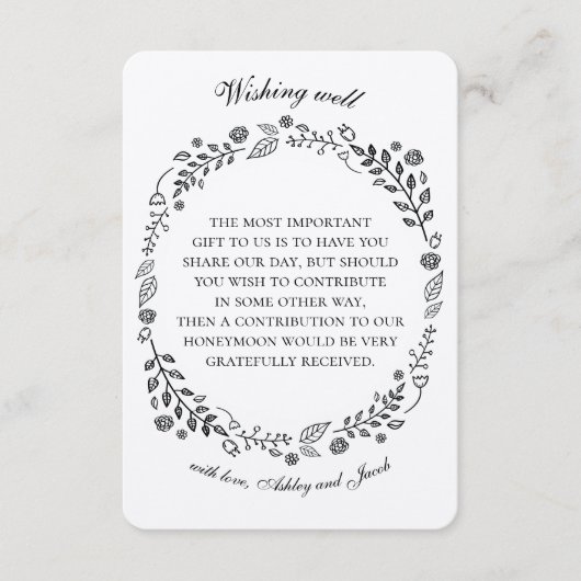 素朴な花の願い井戸。カントリーウェディング。クラフト エンクロージャーカード (正面)