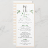 素朴な花の食事用器具類のリハーサルの夕食メニューカード 招待状 (正面/裏面)
