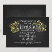 素朴な花の黒板ウェディング招待状 招待状 (正面/裏面)