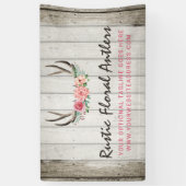 素朴な花の(雄ジカの)枝角ぼろぼろのシックなバラ及び木 横断幕 (縦)