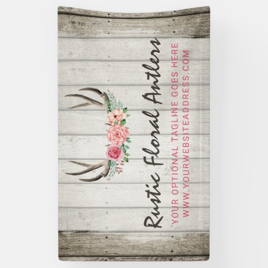 素朴な花の(雄ジカの)枝角ぼろぼろのシックなバラ及び木 横断幕 (縦)