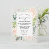 素朴な花咲きの木の水彩アート - 花の象牙のローズ 招待状 (スタンド正面)