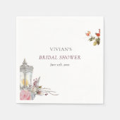 素朴な花柄のローズ＆ランタン ブライダルシャワー スタンダードカクテルナプキン (正面)