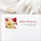 素朴な花柄の秋のきのこ返送先住所 ラベル (インサイチュ)