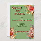 素朴な花柄の結婚式延期のお知らせカード セーブザデート (正面)