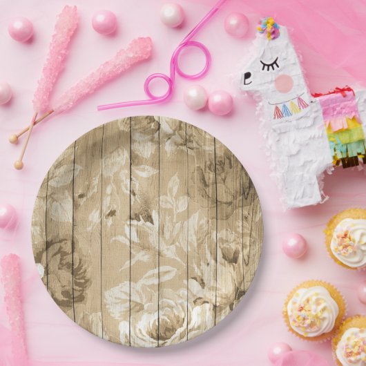 素朴な花柄の色彩の鮮やかな木製の使い捨て可能な紙皿 ペーパープレート (パーティー)