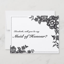 素朴な花柄はです名誉カードの私の女中決定します 招待状