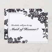 素朴な花柄はです名誉カードの私の女中決定します 招待状 (正面/裏面)