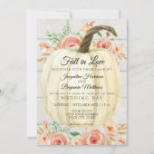 素朴な花模様のオレンジ色のカボチャとコーラルピンクの白い板の壁 招待状 (正面)