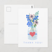 素朴な花模様のメイソンの瓶ラブハートありがとう ポストカード (正面/裏面)