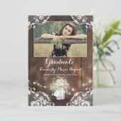 素朴な花模様のメイソンジャー写真 卒業パーティー 招待状 (スタンド正面)