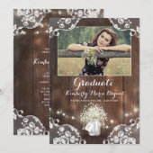 素朴な花模様のメイソンジャー写真 卒業パーティー 招待状 (正面/裏面)