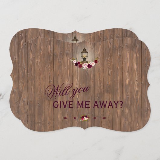 素朴な花模様の古いランタンの引き離しはしてくれる? 招待状 (正面/裏面)