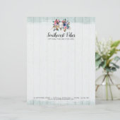 素朴な花牛スカルの水彩画の木製のBohoの上品 レターヘッド (スタンド正面)