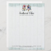 素朴な花牛スカルの水彩画の木製のBohoの上品 レターヘッド (正面/裏面)