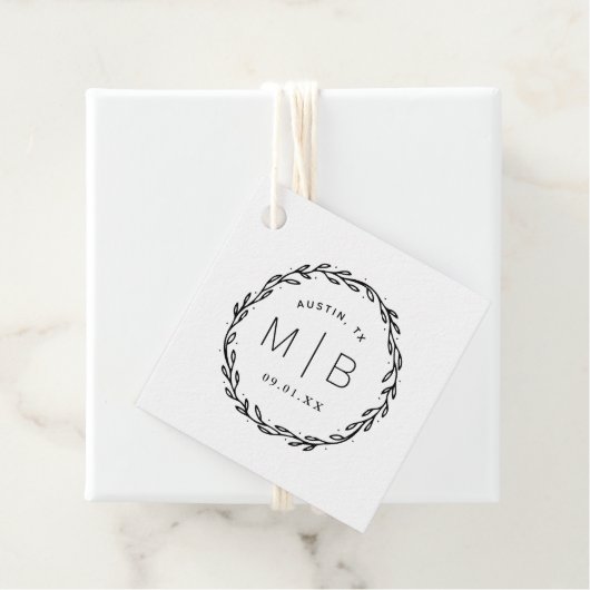 素朴な花輪ウェディングモノグラムありがとう フェイバータグ (インサイチュ)