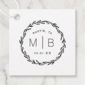 素朴な花輪ウェディングモノグラムありがとう フェイバータグ (正面)