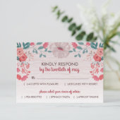 素朴な花3.5" x 5" RSVPの応答カード 出欠カード (スタンド正面)