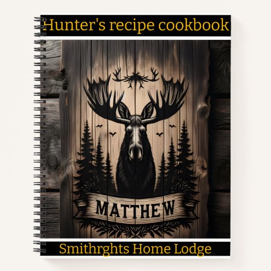 素朴な芸術的木の背景にムースの彫刻 ノートブック (正面)