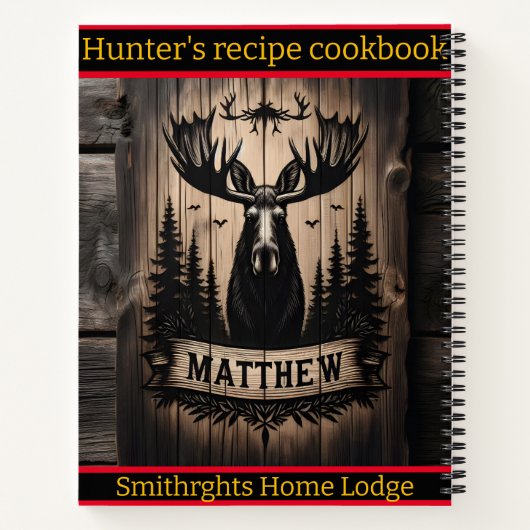 素朴な芸術的木の背景にムースの彫刻 ノートブック (裏面)