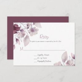 素朴な茄子色、ほこりっぽい紫色、淡い紫色の花 出欠カード