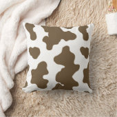 素朴な茶色と白のカウプリントカントリーウェスタン クッション (ブランケット)