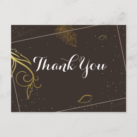 素朴な茶色と白の感謝 ポストカード (正面)