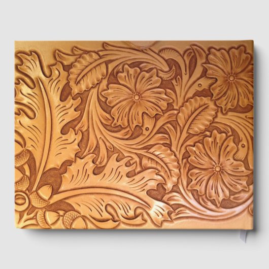 素朴な茶色のカウボーイスタイルの西部革製品 ゲストブック (裏面)