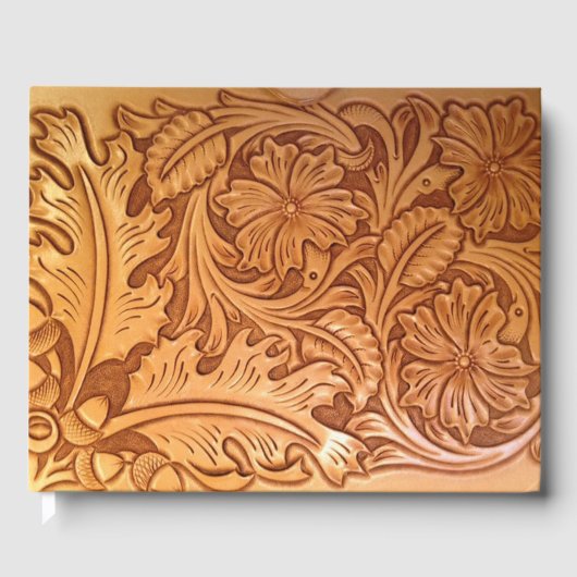 素朴な茶色のカウボーイスタイルの西部革 ゲストブック (正面)