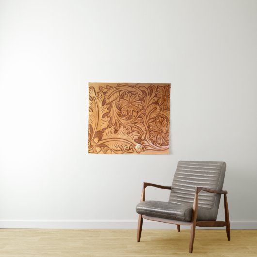 素朴な茶色のカウボーイスタイルの西部革 タペストリー (インサイチュ(横))