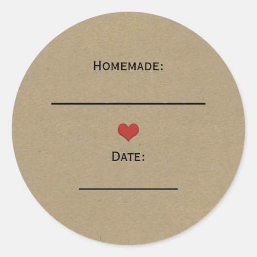 素朴な茶色のクラフト 赤いハートの手作り保存瓶 ラウンドシール (正面)