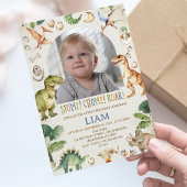 素朴な茶色のスタンプ・チョンプ・ロア恐竜の誕生日 招待状