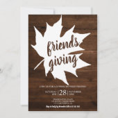 素朴な茶色の木のカエルの葉の感謝祭 招待状 (正面)