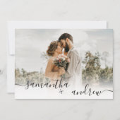 素朴な茶色の木材の冬のスクリプト5枚の写真の結婚式 招待状 (正面)