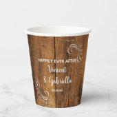 素朴な茶色の納屋の木のカントリーウェディング 紙コップ (正面)