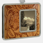 素朴な茶色の西欧諸国の用具を使われた革 シルバープレートフレームオーナメント (右)