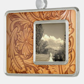 素朴な茶色の西欧諸国の用具を使われた革 シルバープレートフレームオーナメント (左)