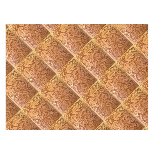 素朴な茶色の西欧諸国の用具を使われた革 テーブルクロス (正面(横))