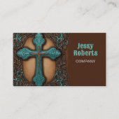 素朴な茶色の革の西のカントリークロス 名刺 (正面)