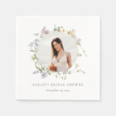 素朴な草原の花のリースの写真 ブライダルシャワー スタンダードカクテルナプキン (正面)