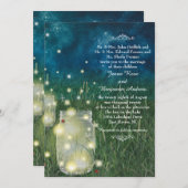 素朴な草原夜メーソンジャーのホタルの結婚式 招待状 (正面/裏面)