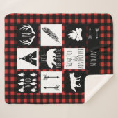 素朴な荒野及び動物のバッファローの点検の格子縞 シェルパブランケット (正面(横))