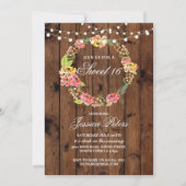 素朴な菓子16のパーティーの花のリースの花の招待 招待状 (正面)